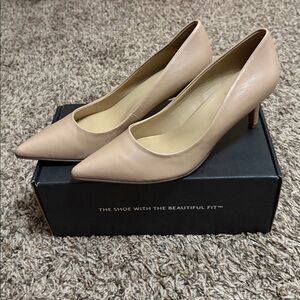 Naturalizer Everly Nude Leather Heels Pumps 7.5 Medium NIB 👠